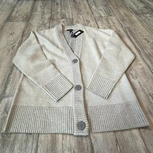 NWT! Allbirds "The Cardi" Merino Wool Cardigan Sweater, Light Grey, Large